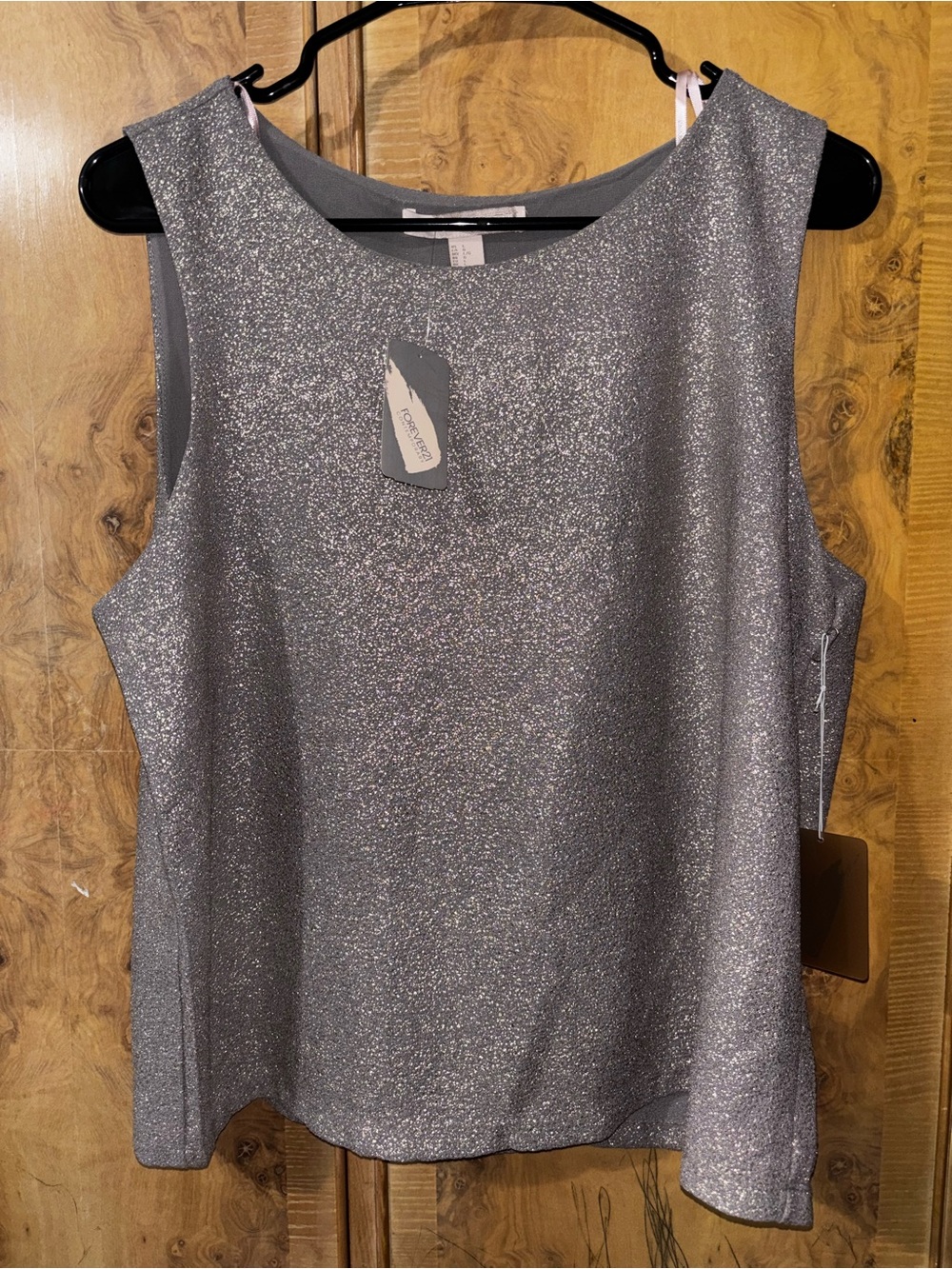 Sparkle Sleeveless Tank Top - Silver size Large